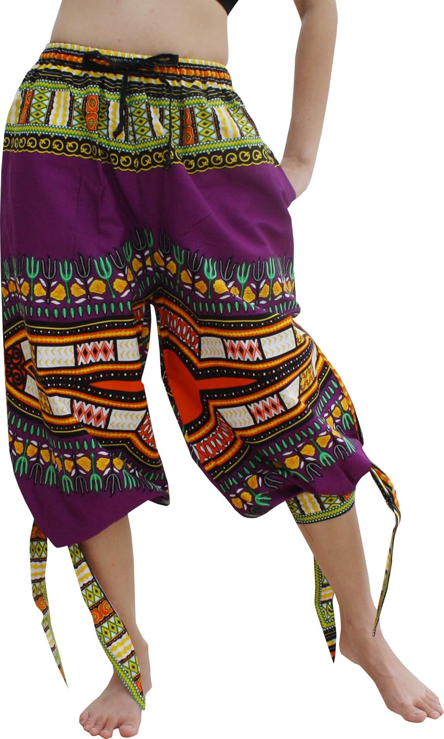 RaanPahMuang Capri Buccaneer Tied Leg Pirate Pants in Swashbuckling Dashiki Art