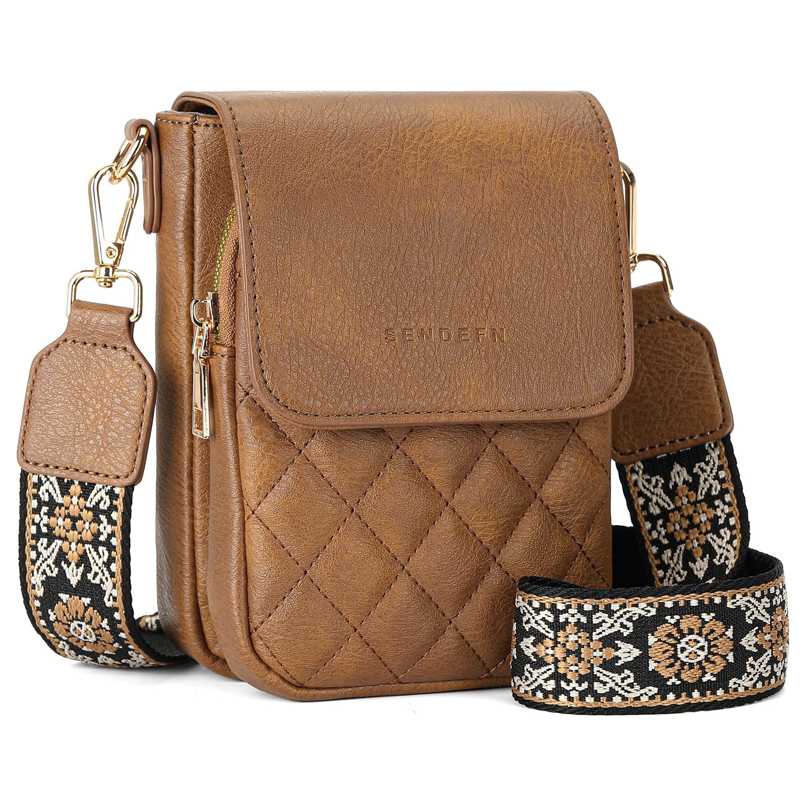 SENDEFN Small Crossbody Bags for Women Cell Phone Bag Leather Wallet Purses Adjustable Strap