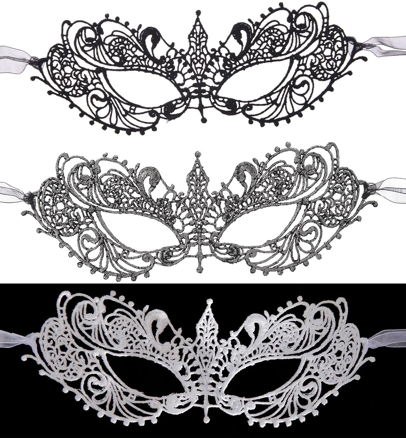 3 Pieces Women Masquerade Mask, Classic Vintage Venetian Mask Half Face Mask for Ball Party/Halloween