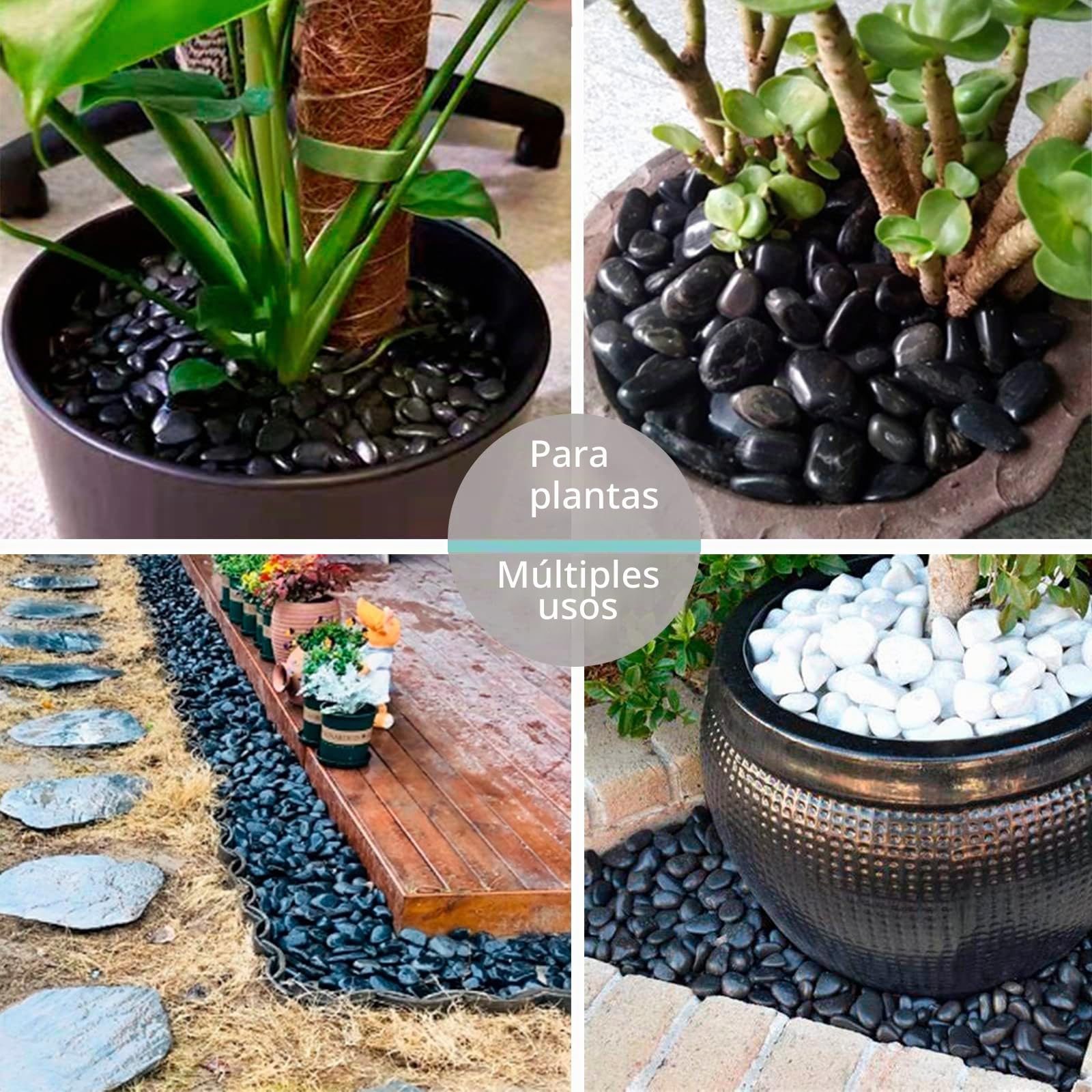 Black River Rocks para Paisajismo al Aire Libre, Negras Pulidas para Plantas, Jardín Decorativas de 15 Libras, Roca de Río Negro, 1 a 2 Pulgadas