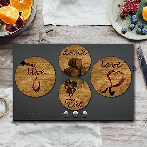 Miniatura 2 de Tucocoo Fundas para quemadores de estufa, juego de 4 fundas para estufas de gas de vino tinto retro, cubiertas superiores de estufa de 8 pulgadas y