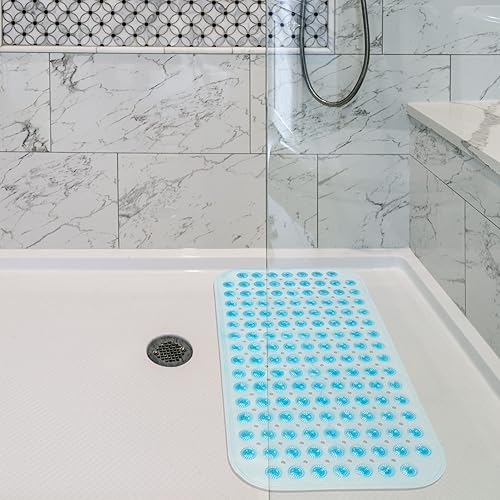 Miniatura 3 de DecorRack Tapete de baño masajeador, tapete de ducha antideslizante con ventosas de seguridad fuertes, sin látex, lavable a máquina, 27.5 x 14