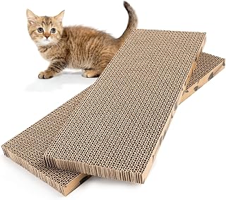 Roadtofree Mini Cat Scratching Board - Double-Sided Cardboard Cat Scratcher with Catnip, 2 Pack for Indoor Cats
