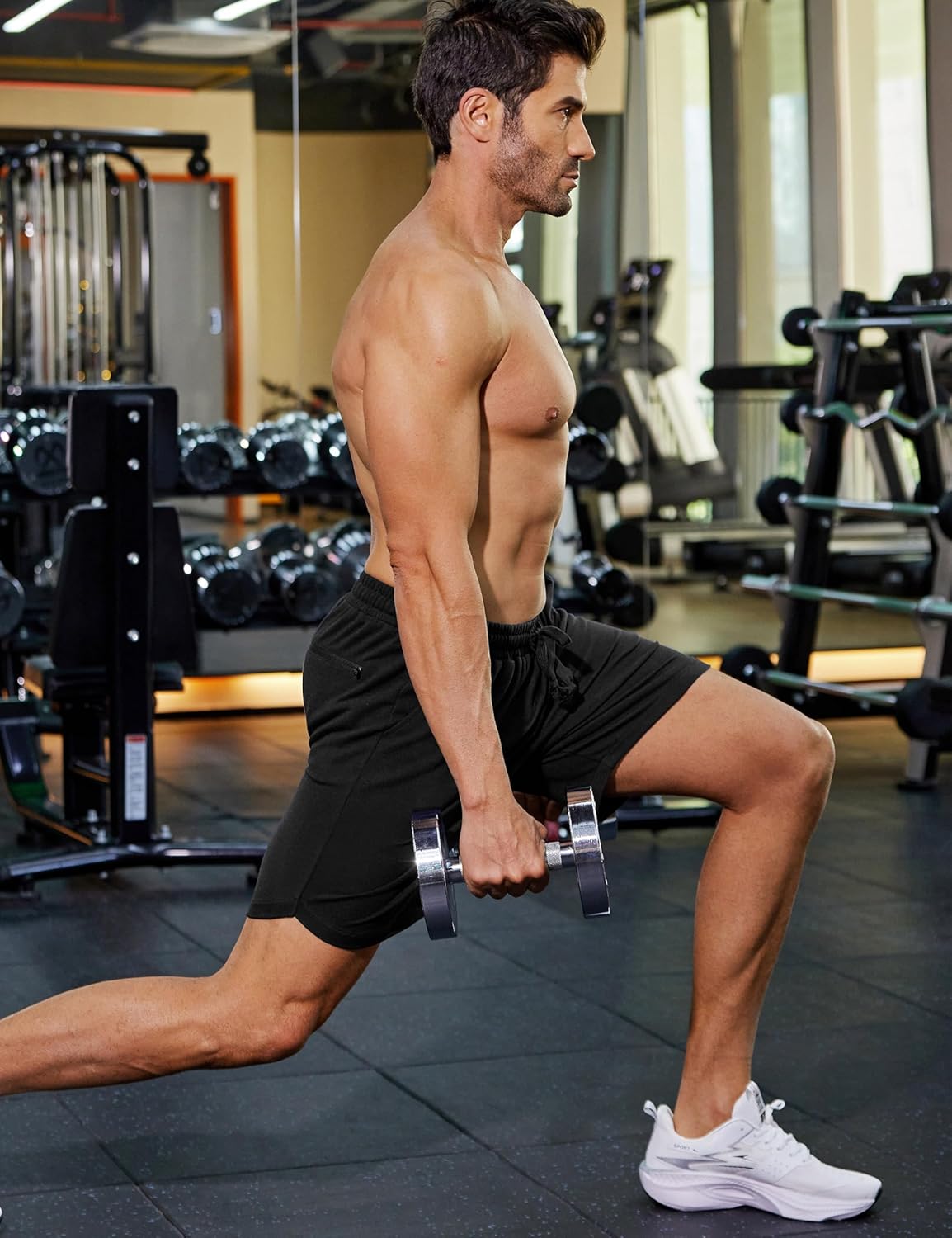 COOFANDY Men's 2 Pack Gym Shorts 7 inch Athletic Workout Shorts Drawstring Sweat Shorts with Zipper Back Pocket - Image 2