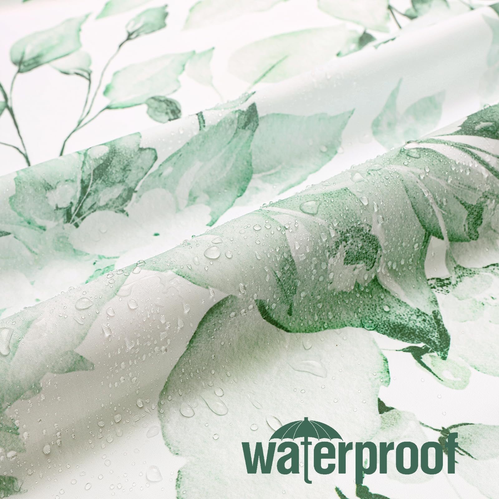 Duschvorhang Mit Blumenmuster – 91,4 X 183,9 Cm, 100% Polyester, Wasserdicht, Inkl. 12 Haken, Aquarell-Eukalyptus-Design