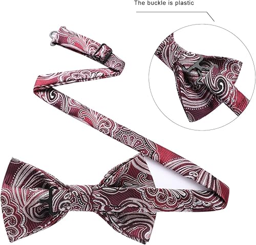 Miniatura 9 de HISDERN Bow Ties for Men Pre-tied Paisley Bow Ties Pocket Square Set Men's Bowtie Wedding Party
