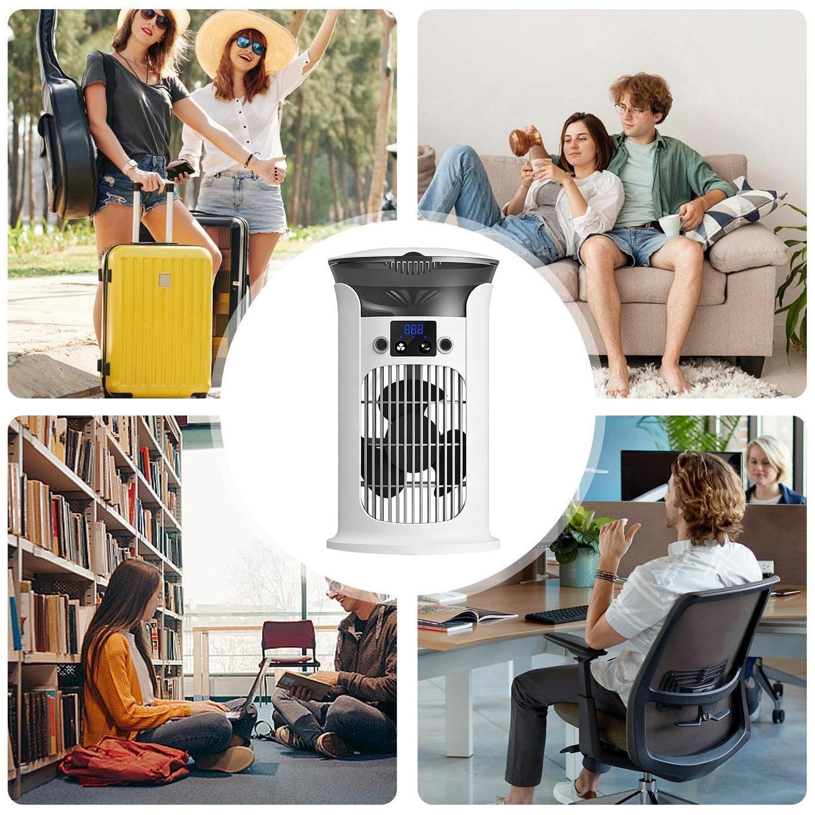 Ventilatore portatile regolabile per camera da letto, raffreddamento a 3 livelli con luce, ventilatore da scrivania per casa, interni, ufficio, cucina, dormitorio, viaggi, estate