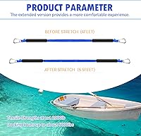 Vista 5 de Líneas de muelle elástico de 4 pies para barco, cuerdas de amarre de muelle, dos ganchos (azul, 4 pies)