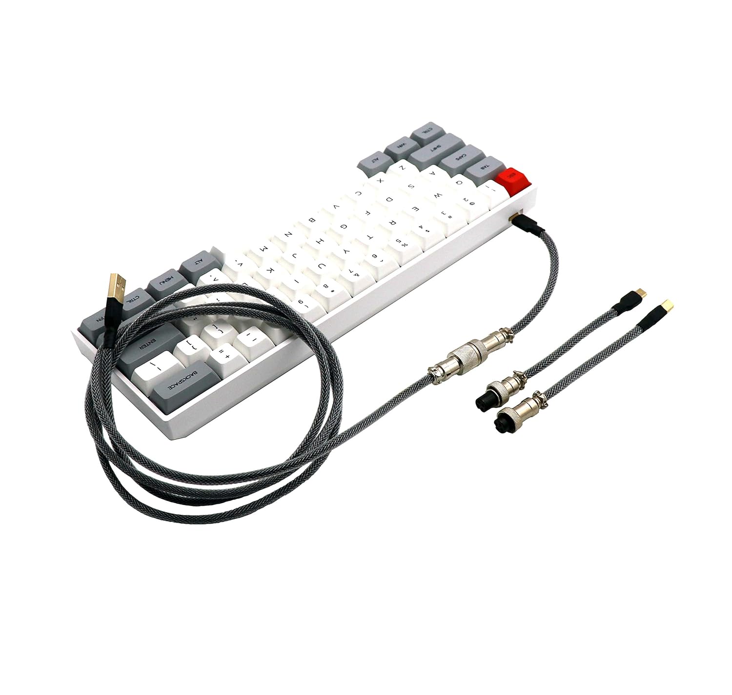 Double Sleeved Custom Keyboard Cable with Aviator Connector, Fits Type