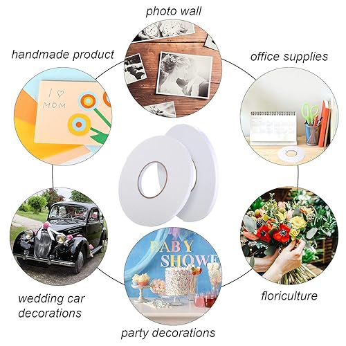 Vista 47 de 2 rollos de cinta de doble cara blanca de espuma de polietileno, cinta adhesiva de montaje suave Blanco