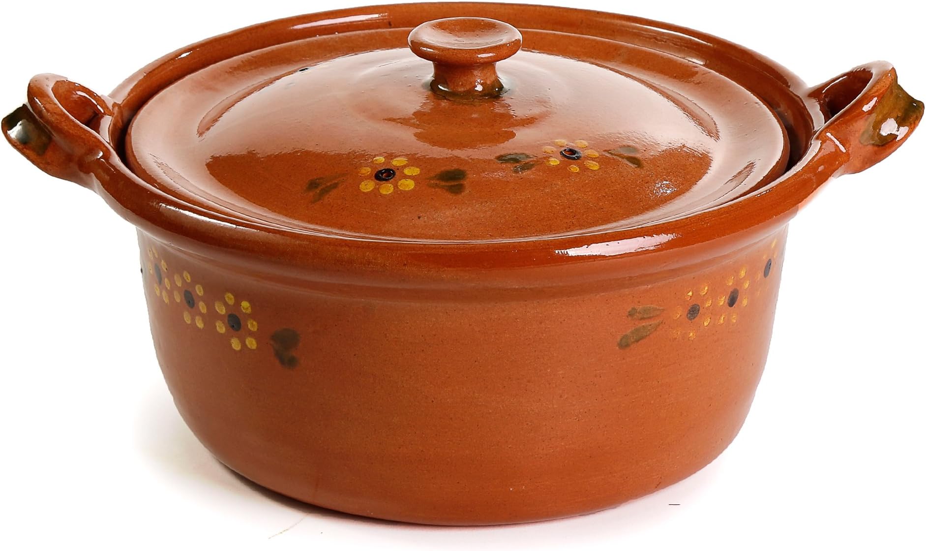 Ancient Cookware, Mexican Clay Lidded Cazuela Pot, Medium, Terracotta, 3.5 Quarts