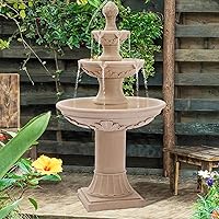 GIODIR 48.4" Italian 3-Tier Bubbler Waterfall Fountain with Pineapple Top & Pump - Outdoor Garden Patio Decor