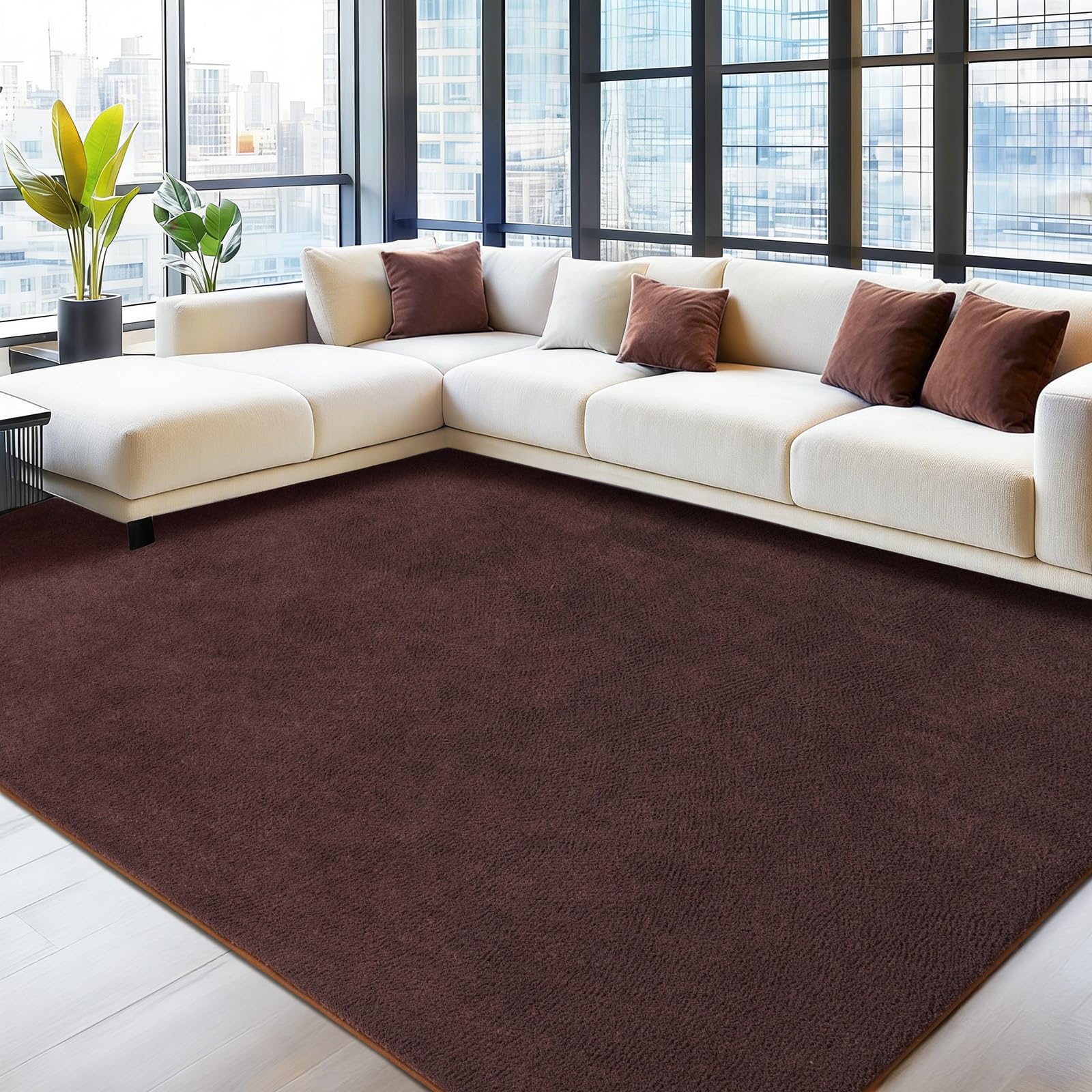 Ultra Soft Washable Rugs for Living Room 200X230cm-Brown Fluffy Carpet