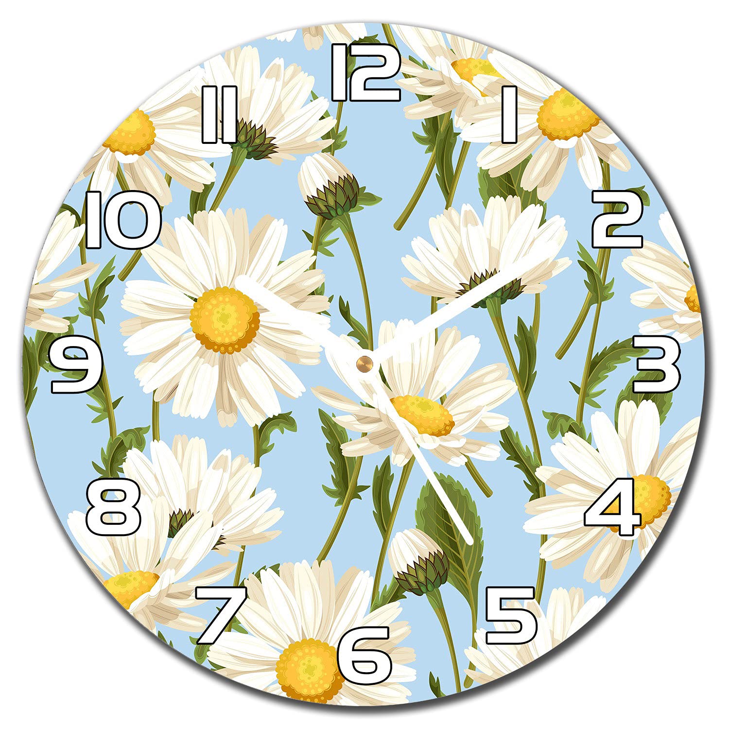 Horloge en verre murale design 30 cm Coloray cadran imprimé aiguilles blanches