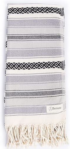 Miniatura 1 de Bersuse Toalla turca Sanjose 100% algodón, 35 x 71 pulgadas, antracita