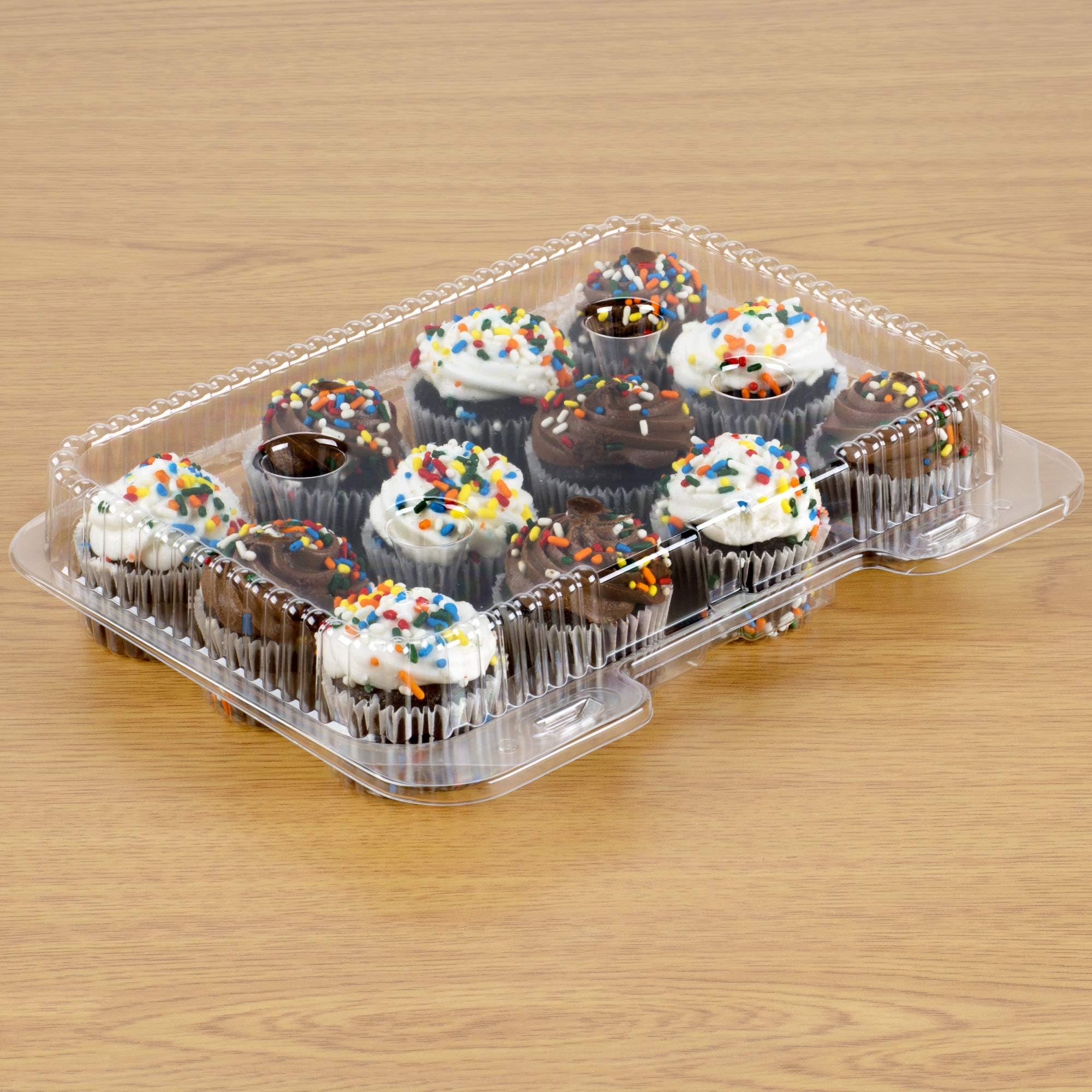 40 Mini Cupcake Boxes | Mini Cupcake Container 12 Compartment – Clear Plastic Mini Cupcake Carrier | Mini Muffin Holders - Small Cupcake Clamshell | Disposable Cupcake Packaging Transporter