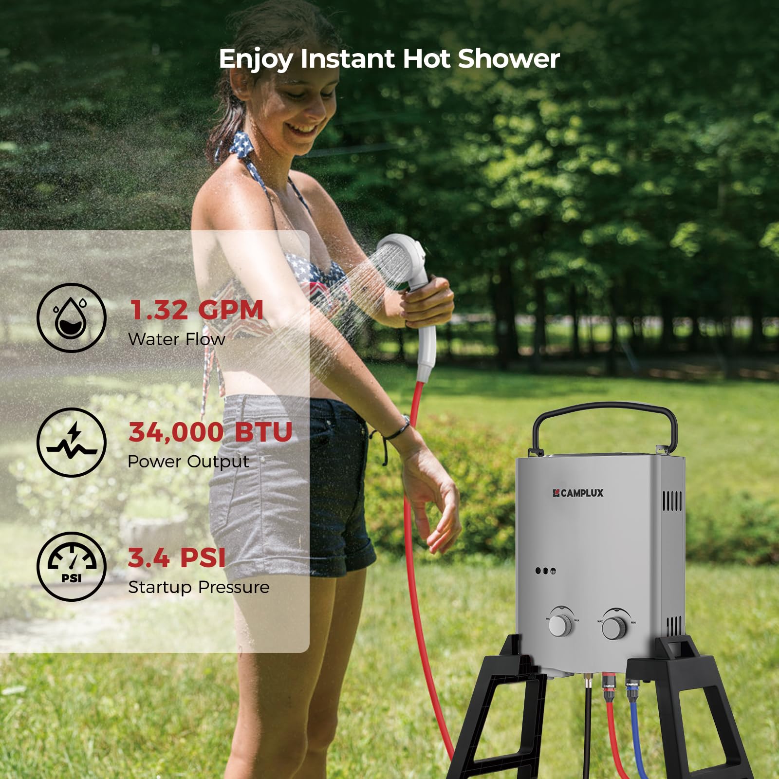 Amazon.co.jp: CAMPLUX 1.32 GPM ポータブル アウトドア タンクレス