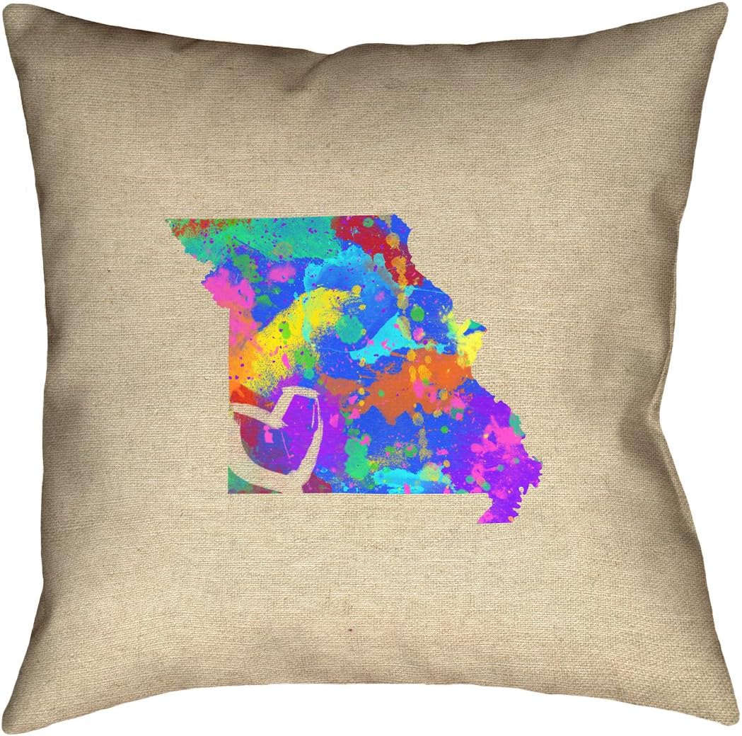 ArtVerse Katelyn Smith Missouri Love Watercolor 16" x 16" (Pillow Cover Only) Pillow-Faux Linen (Updated Fabric) Double Sided Print with Concealed Zipper