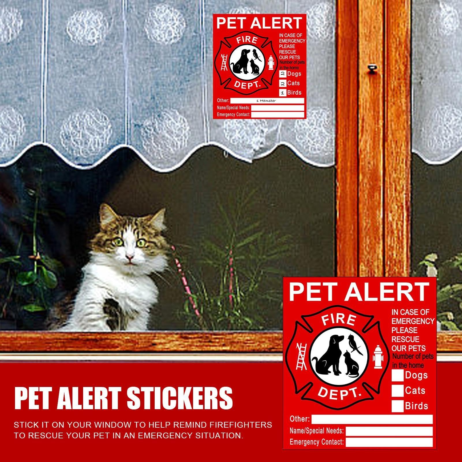WADORN 10 Feuille L'Intérieur Chat D'Alerte Panneau D'Autocollants, PVC