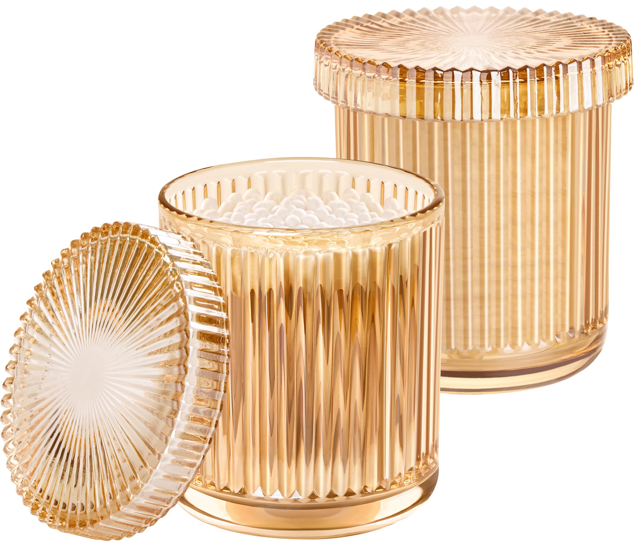 MKOSAB Bathroom Organizers and Storage,2 Pack Glass Qtip Holder Dispenser,Bathroom Essentials Accessories Decor,Vanity Makeup Storage Organizer for