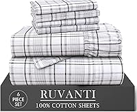 Vista 44 de RUVANTI 4 piezas de sábanas de algodón - 100% algodón natural suave, ligero y transpirable, sábanas de percal crujiente, juego de sábanas Botanica