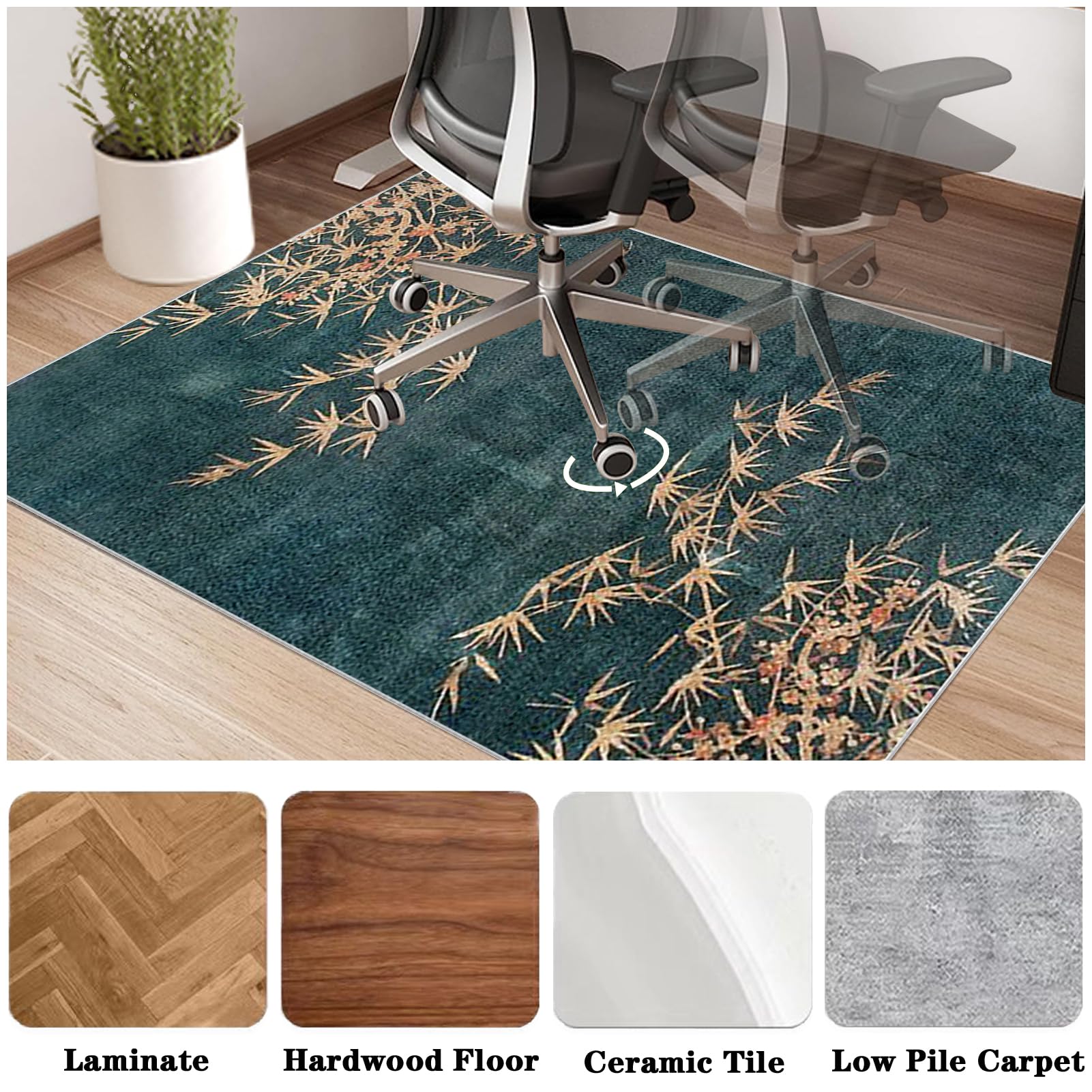 Tappetino per Sedia da Ufficio 100 x 120 cmTappeto Salvapavimento Antiscivolo, Tappeto Gaming Pavimento Tappeto per Sedia con Ruote, Tappeto Sedie da Scrivania per Pavimenti In Legno e Parquet