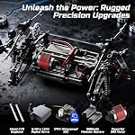 DEERC 9006E 1:12 Rapide RC Voitures pour adultes Garçons, 45KM/H Camion hors route court-cours, 4WD Camion Monstre de Télécommande Terrain, 2.4GHz RC Véhicule avec 2 Batteries rechargeables, Pneu de secours, LED Lumières