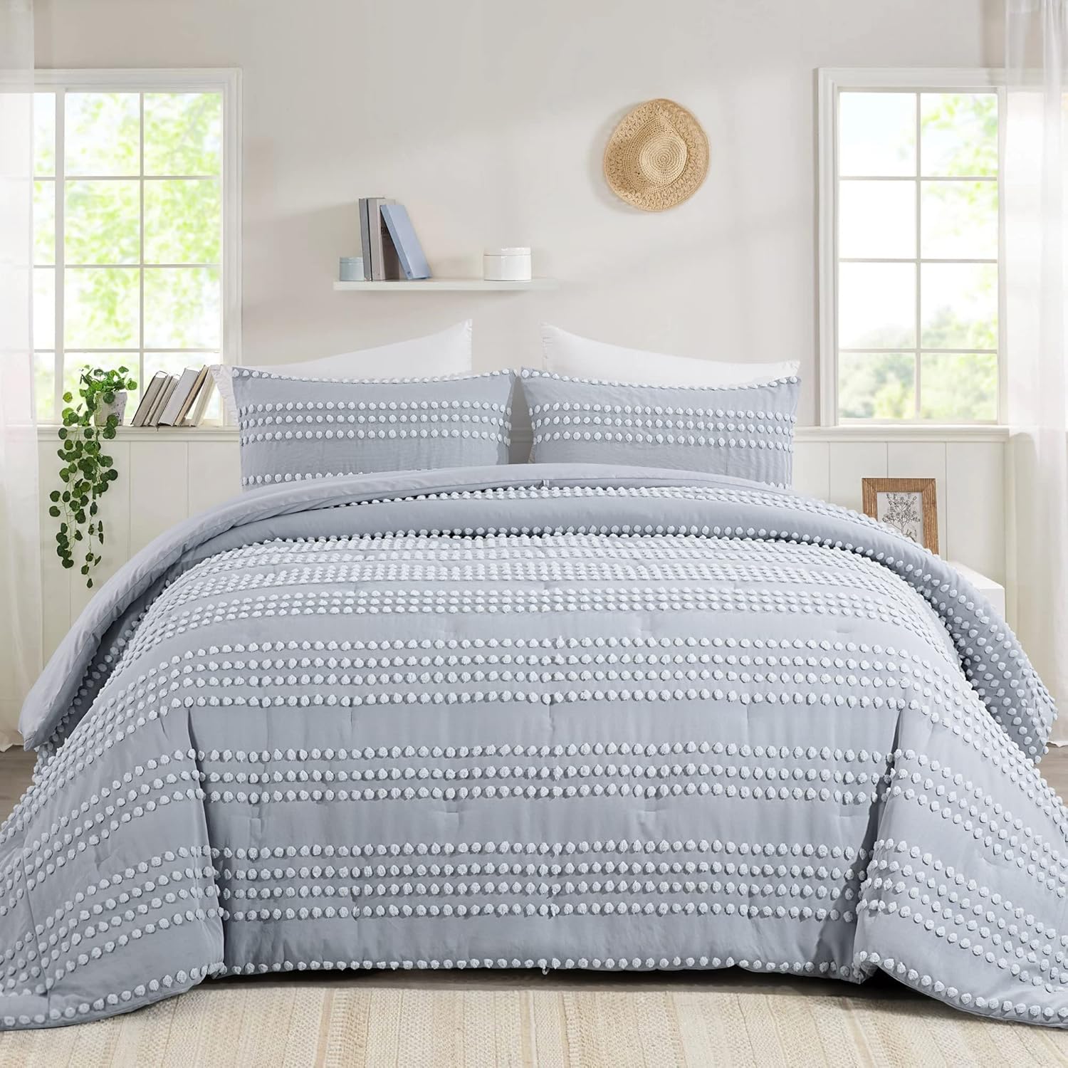 HOMBYS Pom Pom Oversized King Comforter Set, Boho