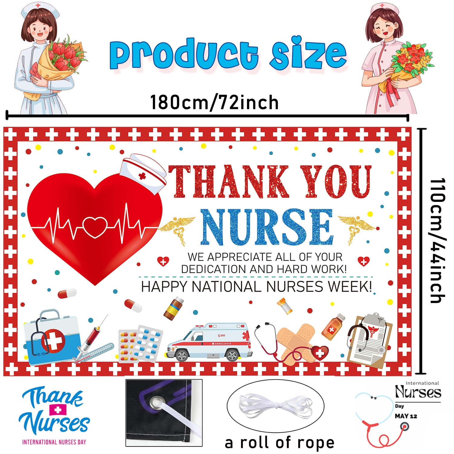 Nurse Appreciation Tablecloths - 3 Pack Thank You Nurses Week Decorations For Party