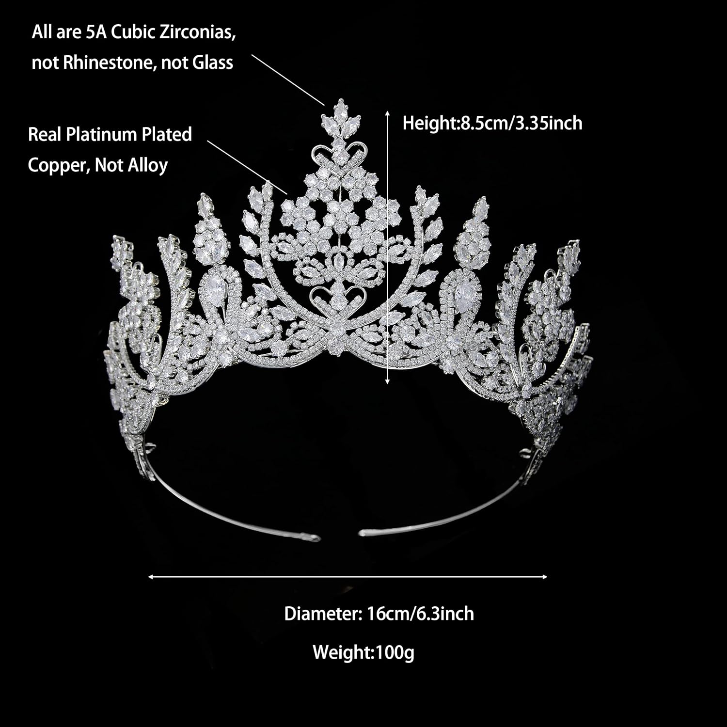 QXMYOO Luxury Wedding Crown for Women Big Queen Crown for Bride Birthday Tiaras Pageant Quinceanera Bridal Headband Hair Accessories