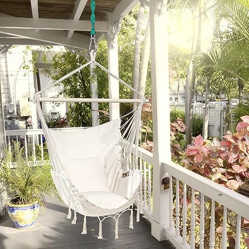 Miniatura 5 de SELEWARE 2 cadenas de columpio resistentes de 85 pulgadas, cadenas colgantes de acero inoxidable de capacidad de 1000 libras con 4 mosquetones, kit