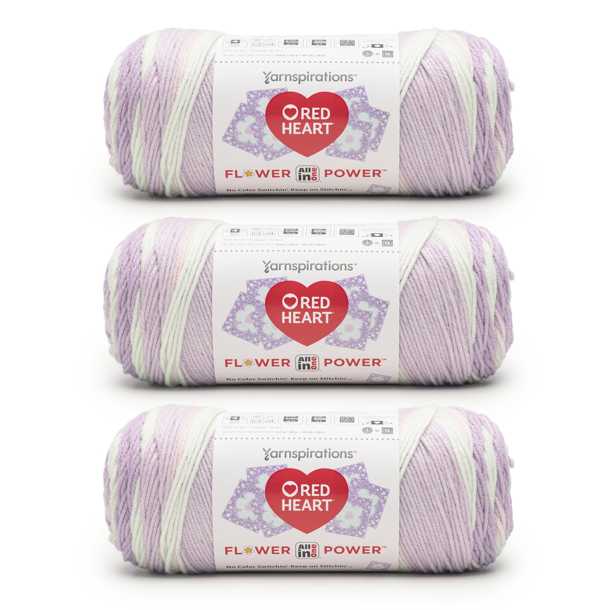 Amazon.com: Red Heart All in ONE Flower Power Wisteria Yarn - 3