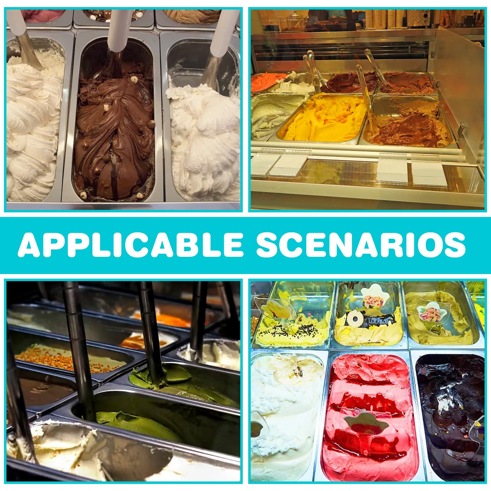 10 Contenitori Per Gelato In Plastica Riutilizzabili Da 1,5 Litri Con Coperchi In Silicone - 3