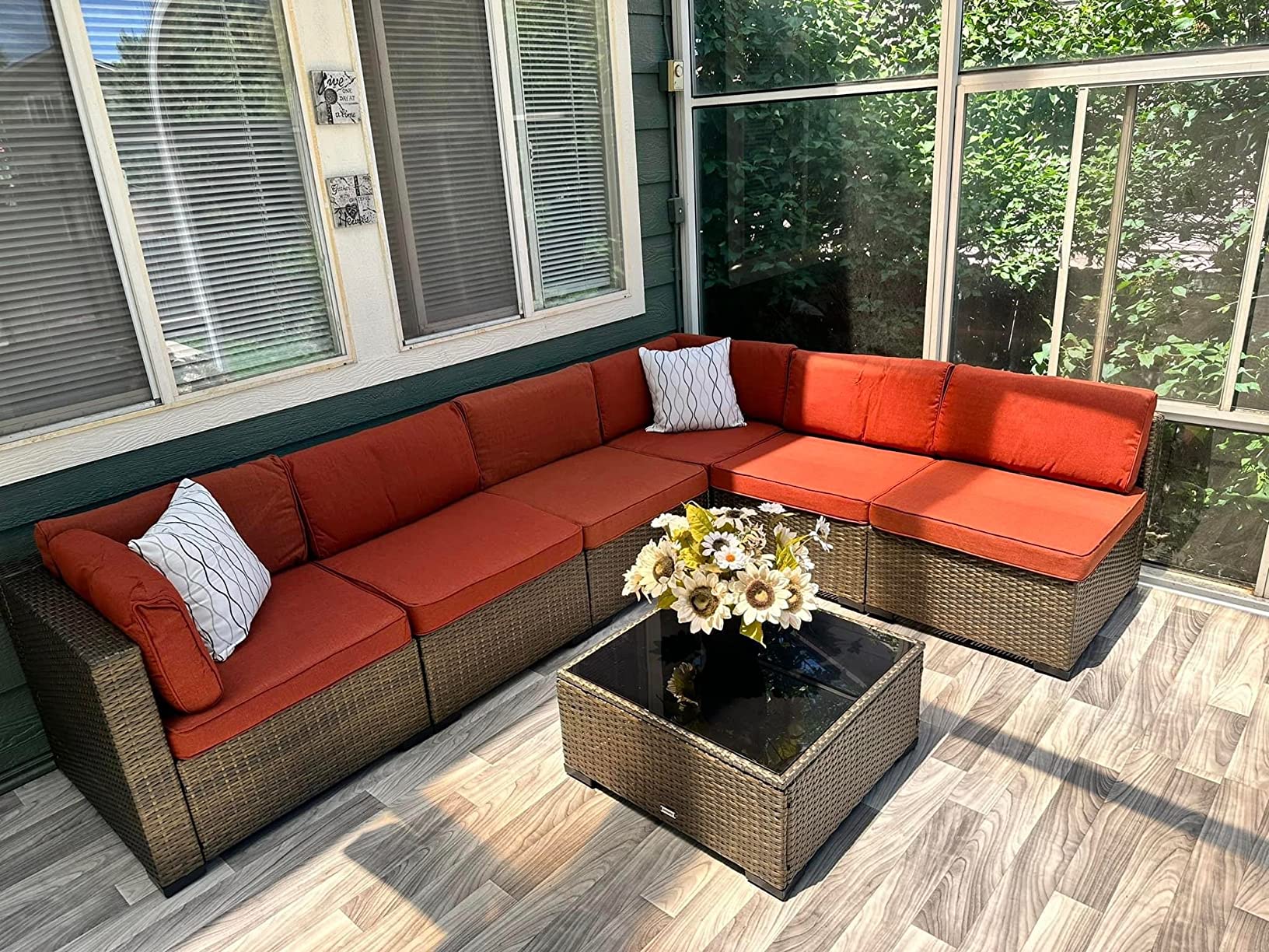 46/mo Finance Kinsunny 7 PCs Outdoor Sectional Sofa Patio Furniture