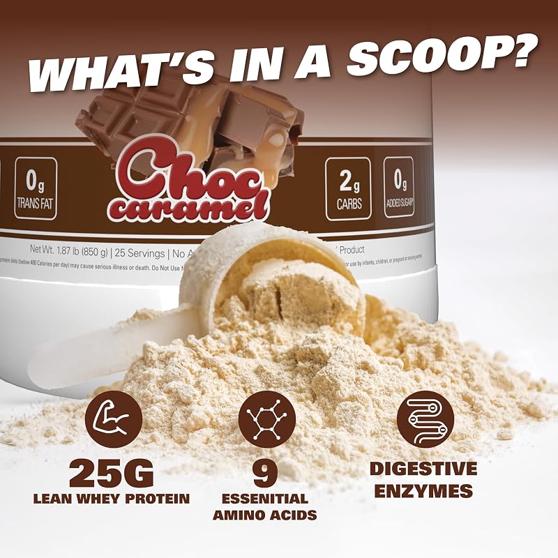 EHP Labs OxyWhey Whey Protein Isolate – 25g High Protein, Low Carb, Sugar Free Meal Replacement – Lean Whey Powder for Muscle Recovery – Non-GMO, Gluten Free – 25 Serves – Chocolate Caramel image 5