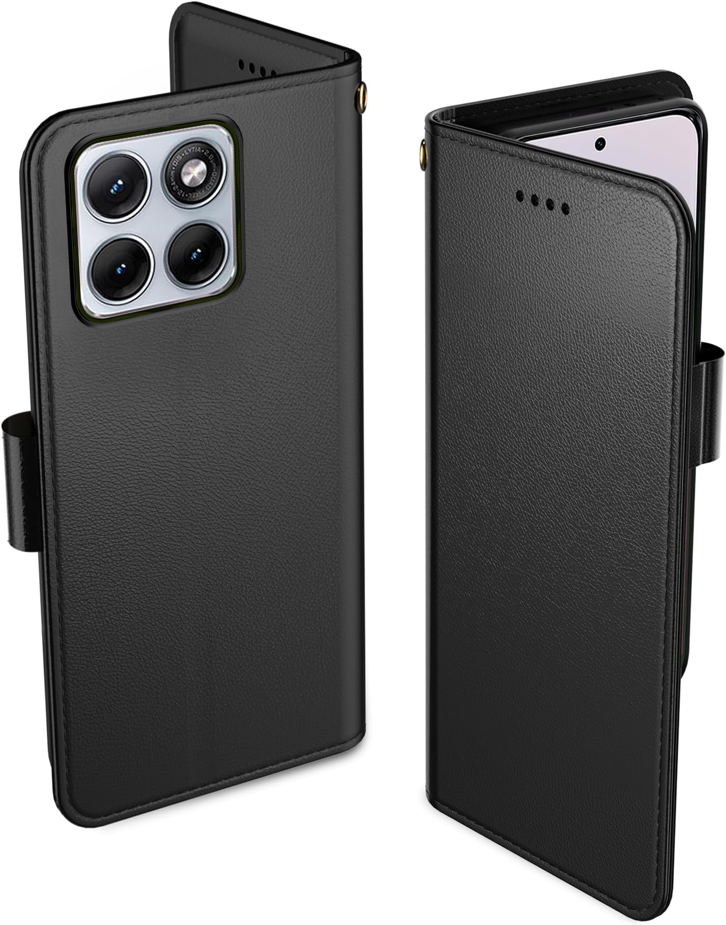 for Moto Edge 70 Fusion Case, PU Leather Flip Cover Wallet Protector with id Holder Card Slots Magnetic Closure Protective Phone Cover for Moto Edge 70 Fusion Wallet Case, Black