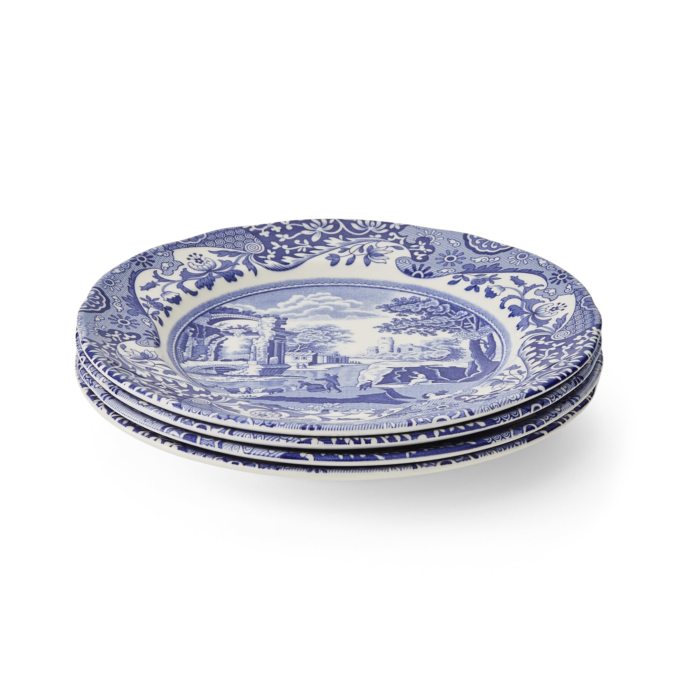 Italian Blue Spode 大皿 青白い風景画 Italian Blue 【8枚セット】美品！Spode 12 Historical Samson - Set Dinner Piece 食器