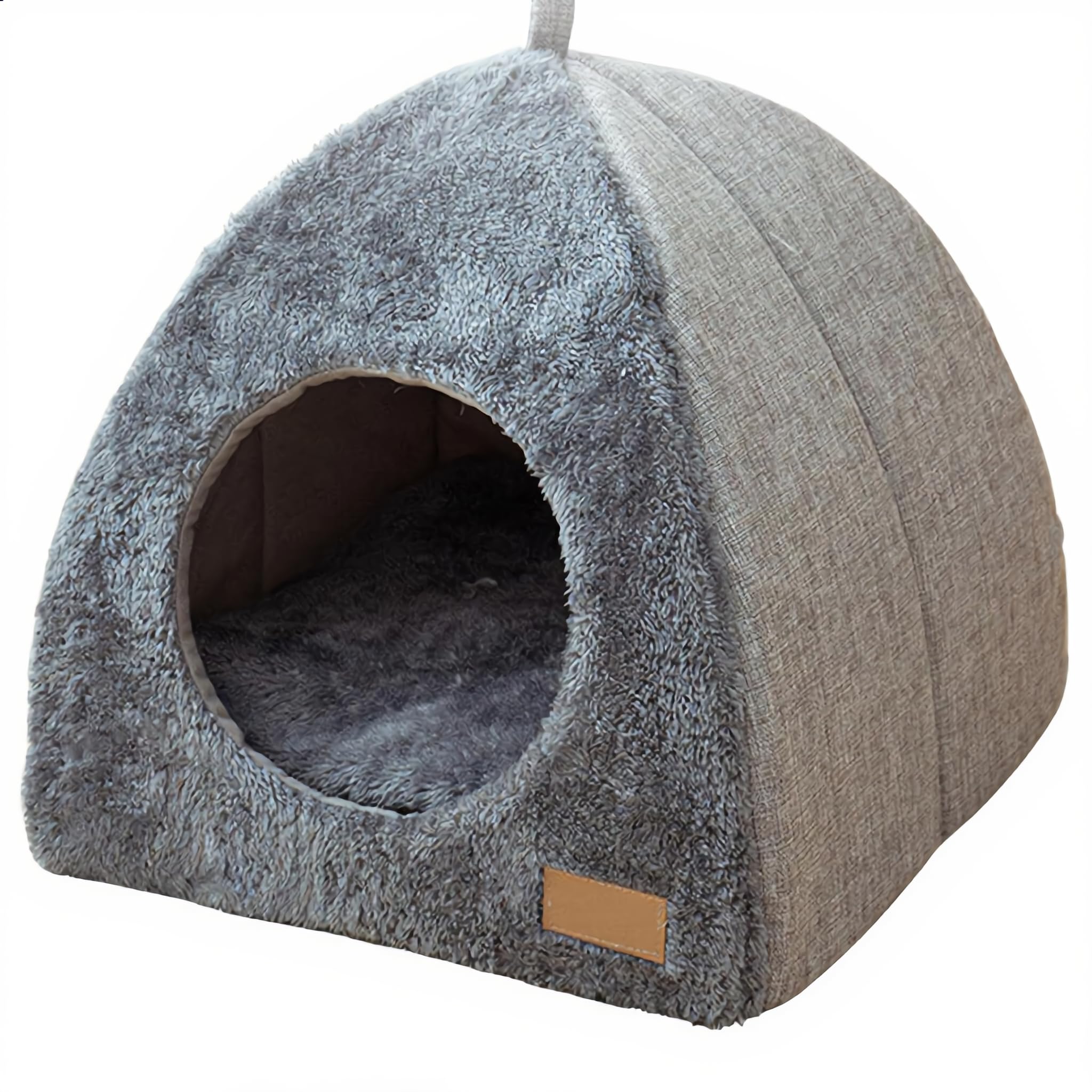 Cat Cave Bed for Cats & Small Dogs - Tent Igloo with Removable Washable Cushion