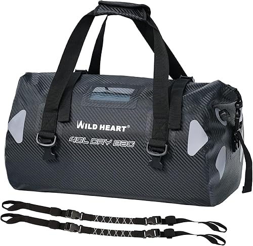 Miniatura 19 de WILD HEART Bolsa de lona impermeable para motocicleta, PVC500D, doble parte inferior, con correas de cuerda y bolsillo interior, 40L, 66L, 100L
