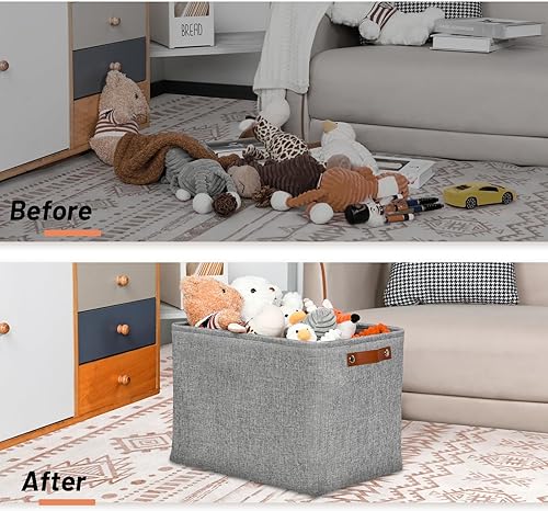 Miniatura 6 de DULLEMELO Cestas de almacenamiento grandes, paquete de 3 cestas de almacenamiento plegables para organizador de Colthes, cestas de almacenamiento de