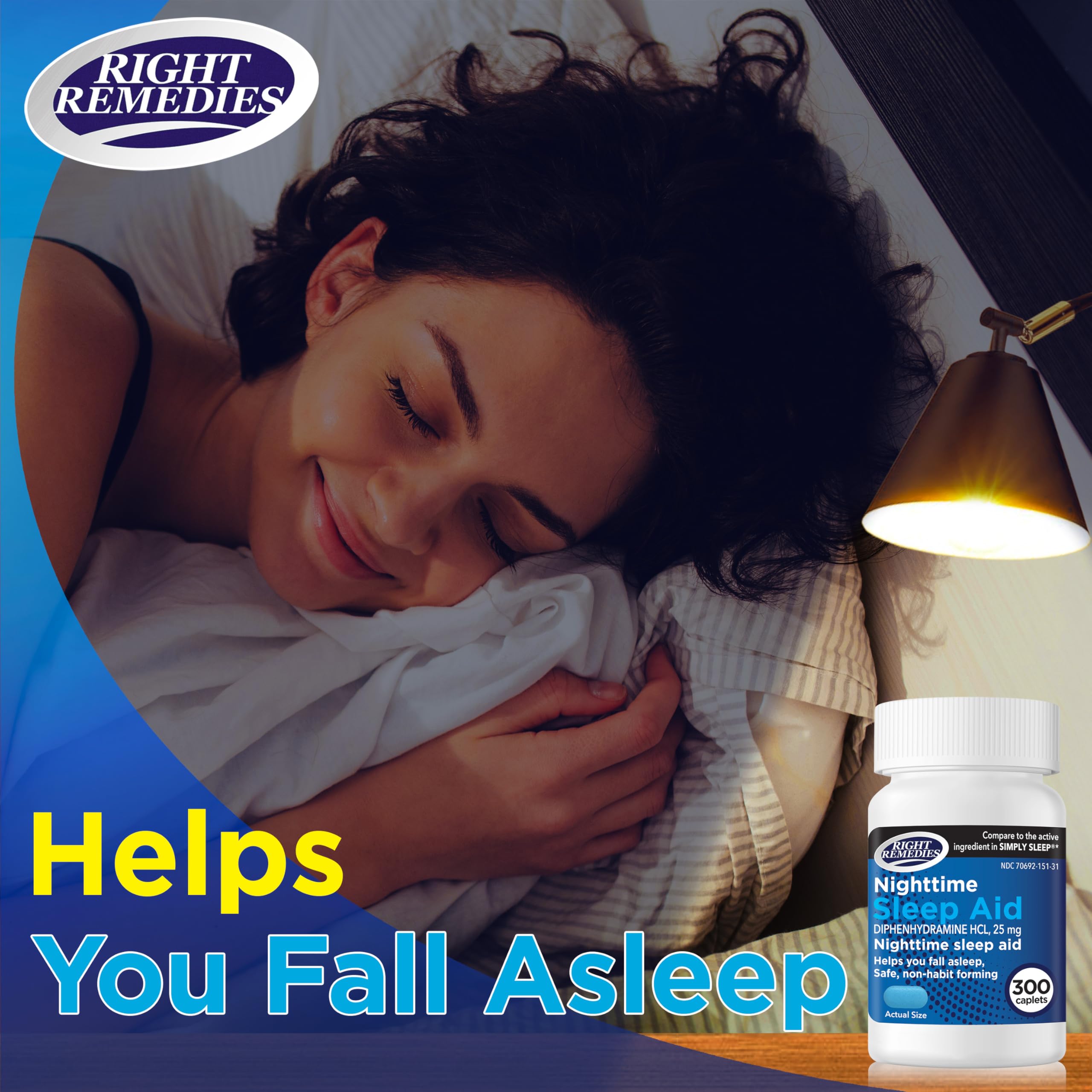 Nighttime Sleep Aid Caplets, Diphenhydramine HCl 25 mg, Safe & Non-Habit Forming, Compare to the Active Indgredient in Simply Sleep®, (300 ct)