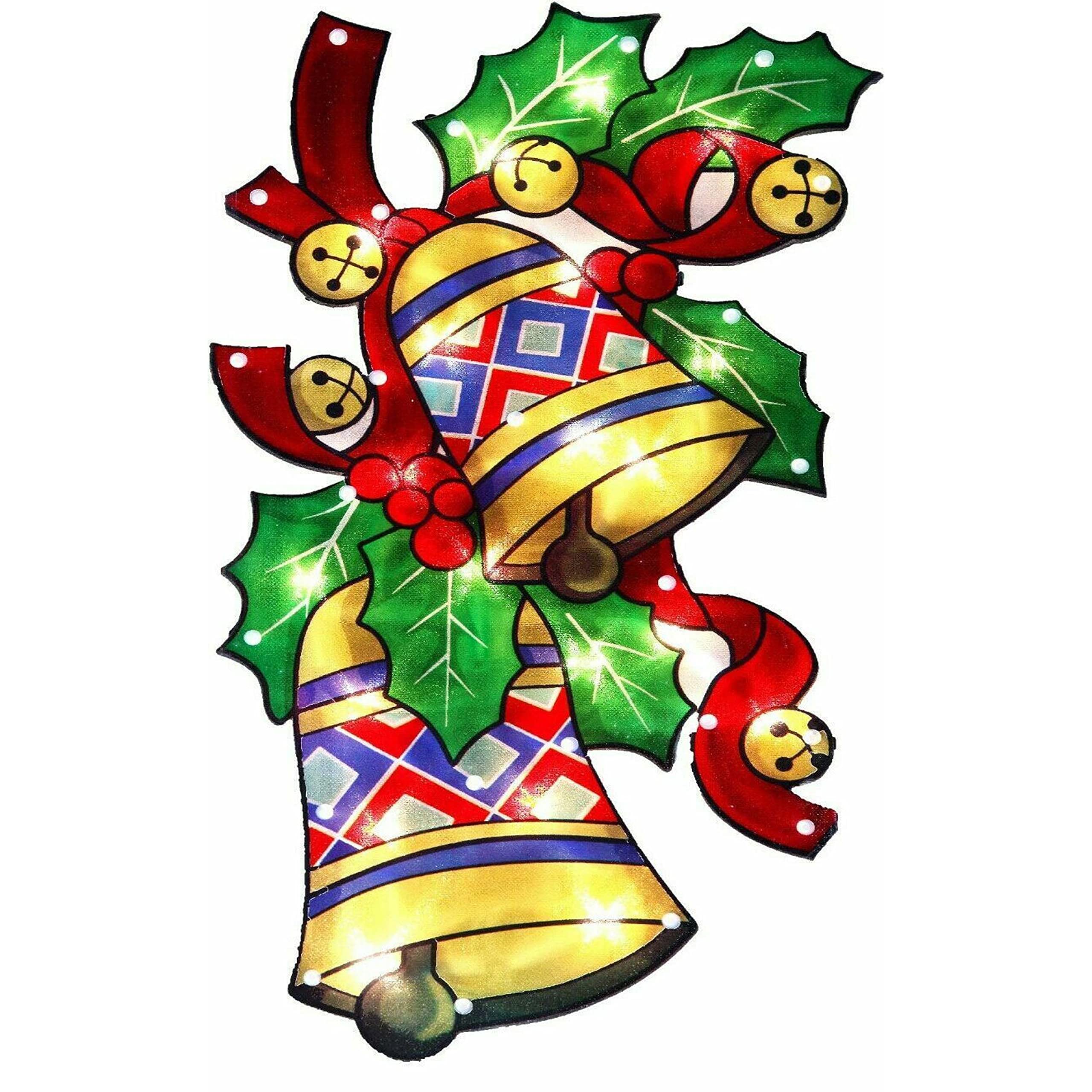 Amos Christmas Bells Window Silhouette Led Lights With Metallic Effect Battery Operated Xmas Decoration (25Cm X 14Cm)