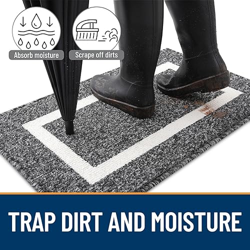 Miniatura 3 de OLANLY - Tapete para puerta de interior, 47 x 20 pulgadas, antideslizante, absorbente, resistente a la suciedad, lavable, de perfil bajo, para