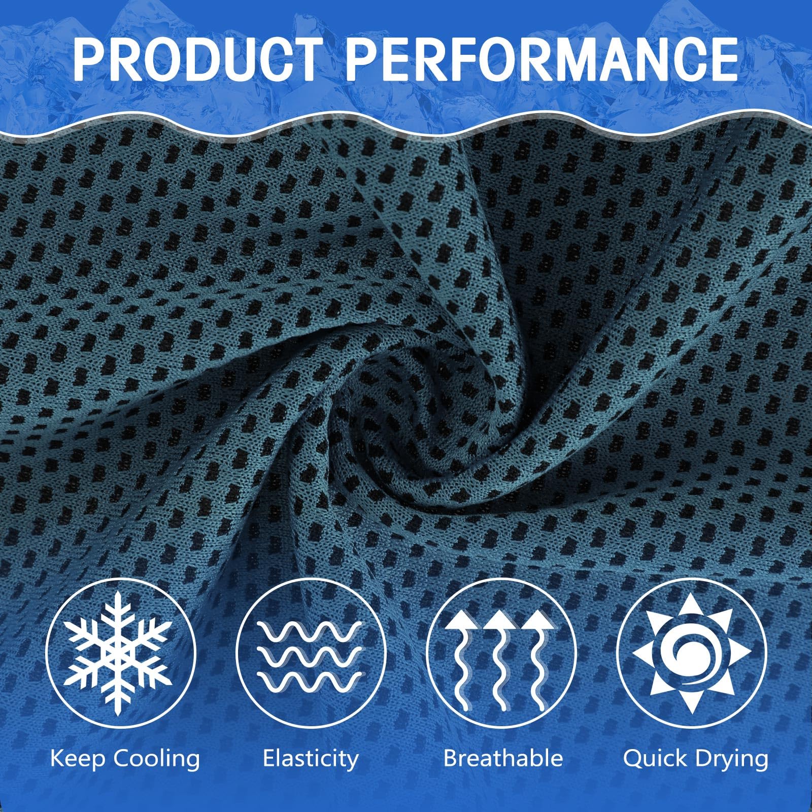 Confezione da 24 Asciugamani rinfrescanti 40"x12" (101x30 cm) in Microfibra,Traspiranti,Morbidi e rinfrescanti,Ideali per Allenamento in Palestra,Yoga,Golf,Corsa (Blu Polvere).