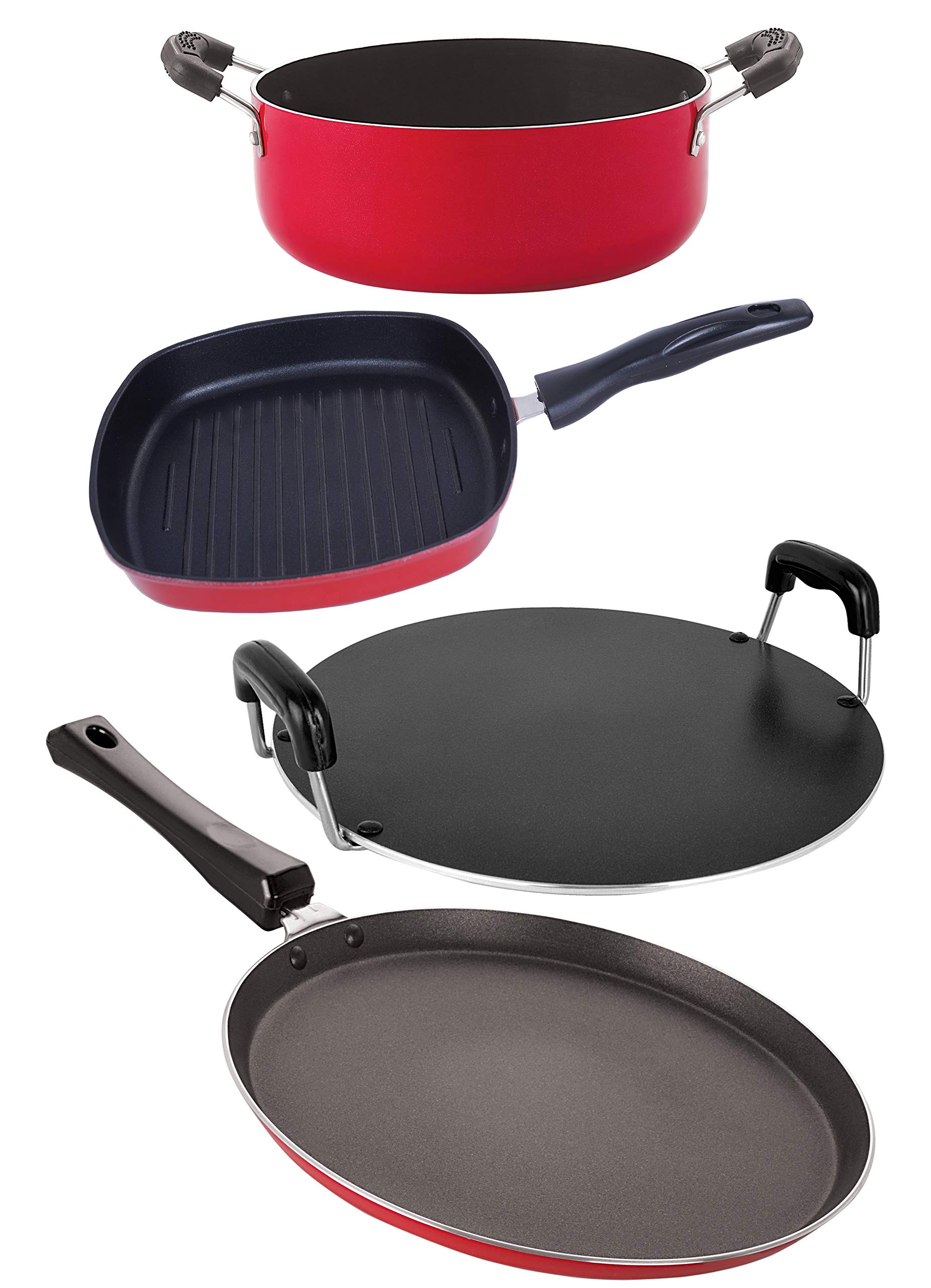 Nirlon Non-Stick Aluminium 3 Layer Coated 4 Piece Supreme Quality Kitchenware Combo Set Offer