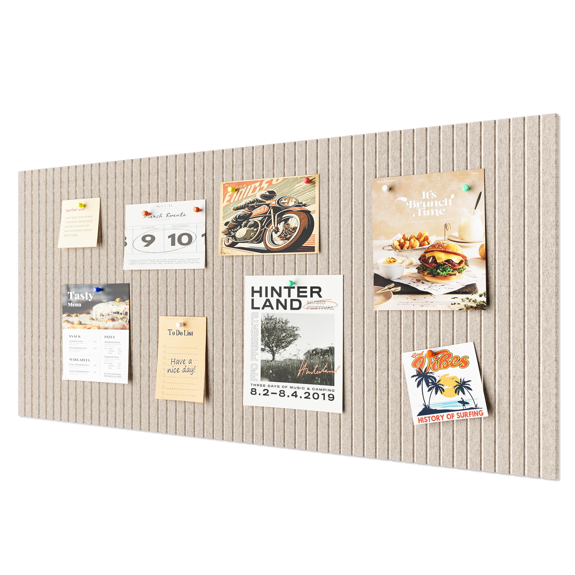 Rokeblau 48 x 32 inches Large Bulletin Board, Decorative Felt Pin Board, 0.35“ Thick Foldable Photo Display Board with Self-Adhesive Tape, Vision Board for School Home Kitchen Office Walls - Camel