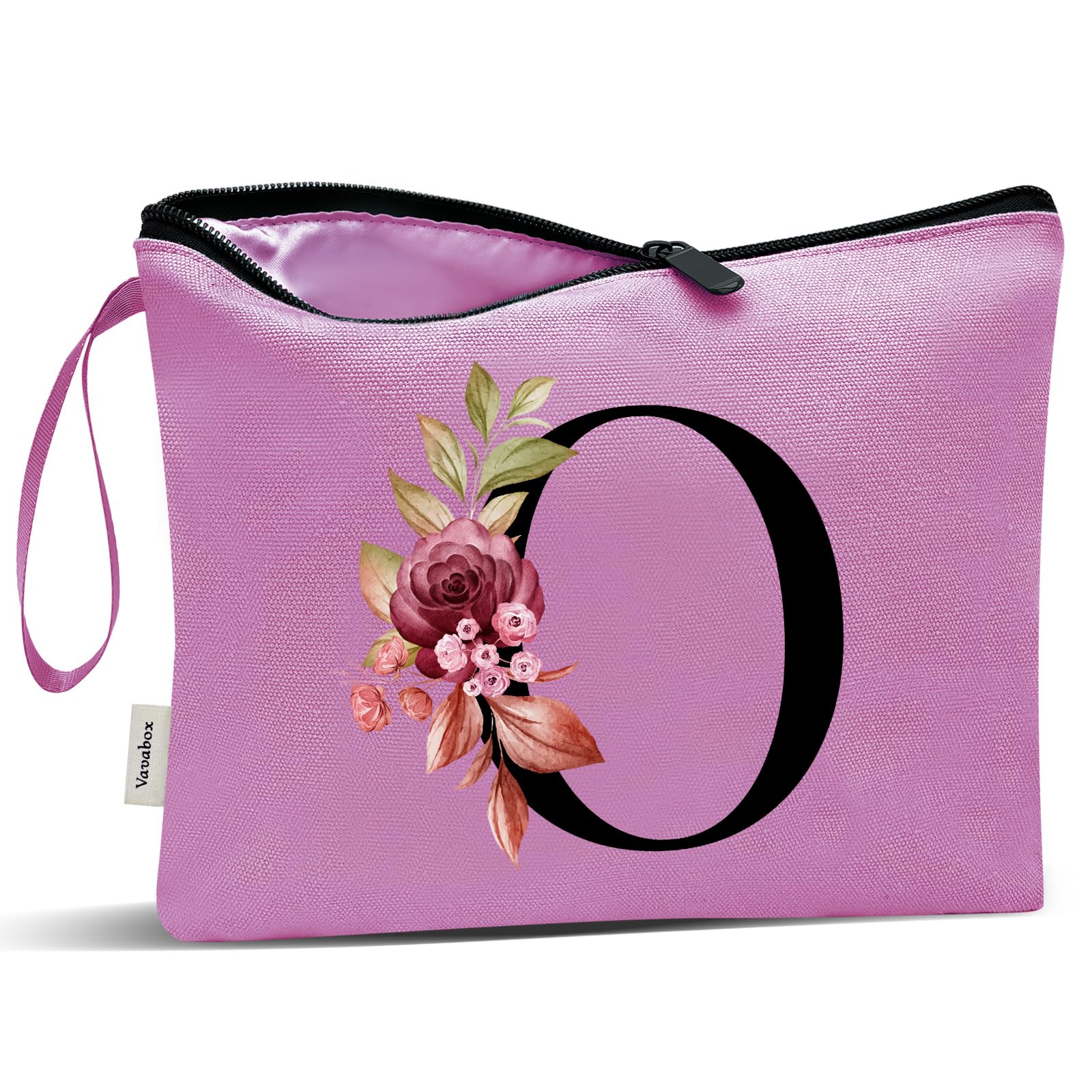 Vavabox A-Z Personalized Makeup Bag, Birthday Gifts for Women Mom, Gifts for Best Friend, Bride Bridesmaid Cosmetic bag (O, 07-Purple)