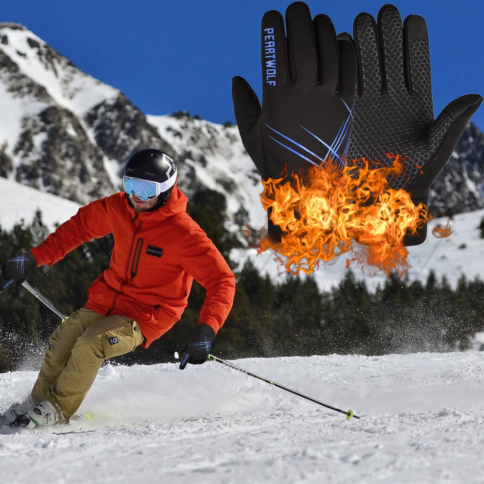 Gants d'équitation d'hiver chauds de sport, akcesoria thermiques d'hiver, narciarski extérieur tactile, coupe-vent imperméable anti-rapant