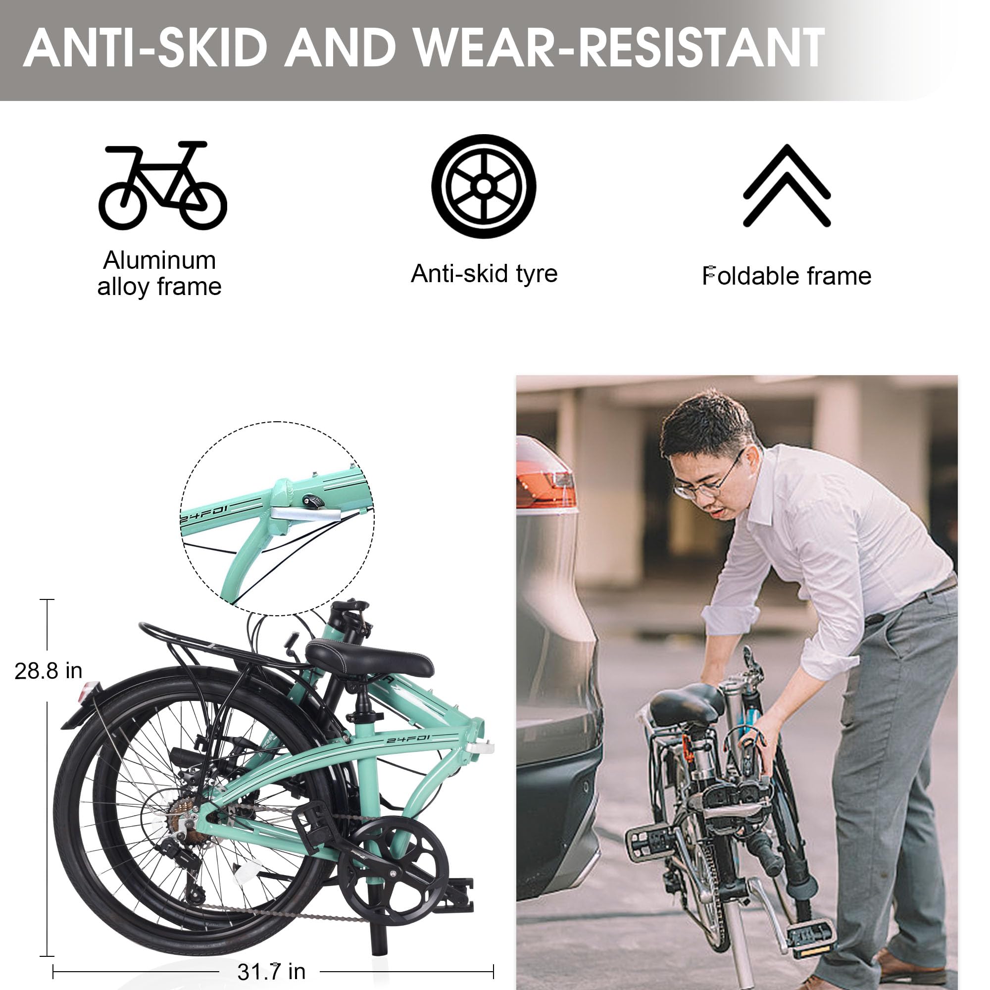 Amazon.com : ZUKKA Folding Bike 24 Inch Foldable City Bike 7 Speed