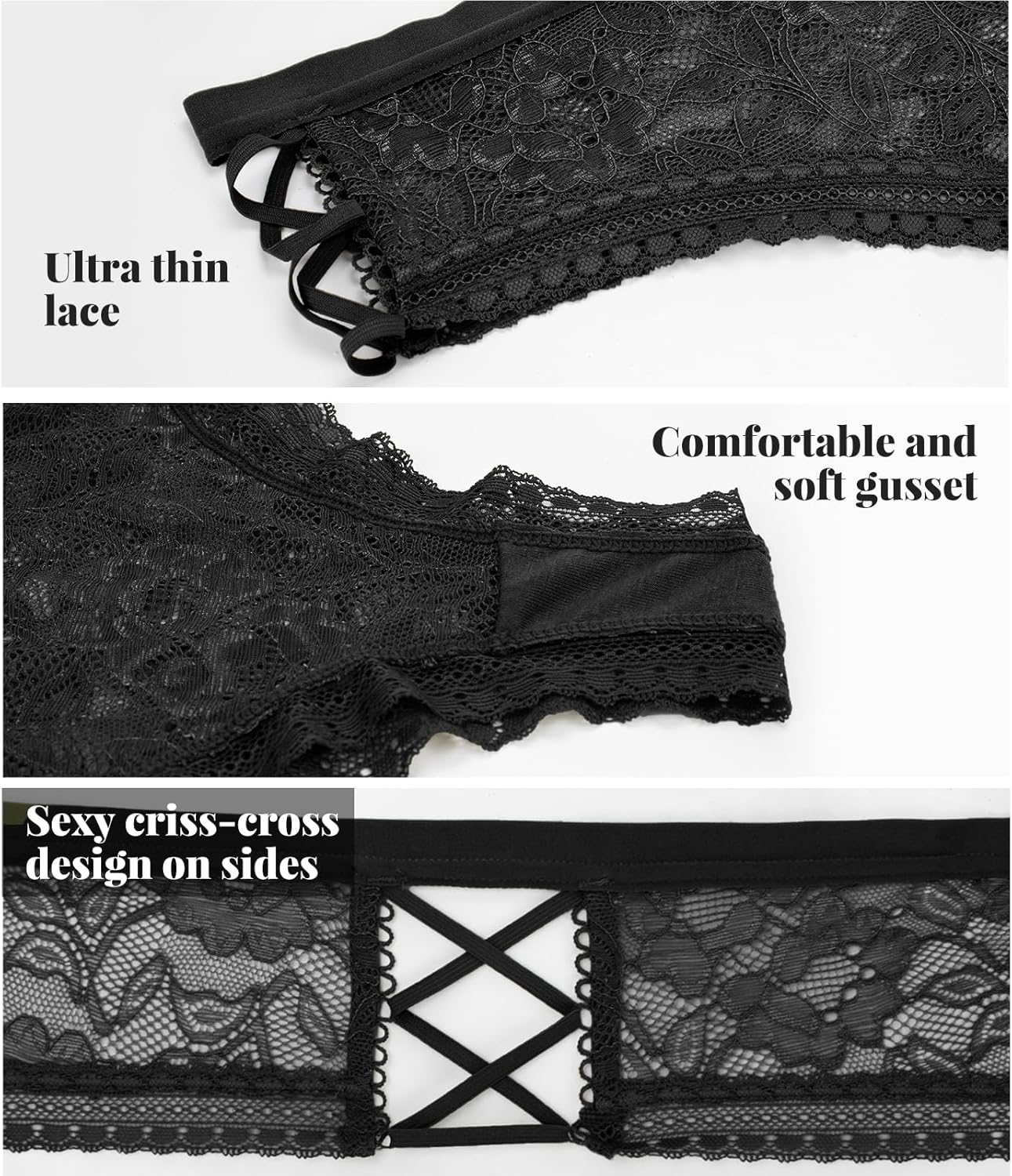 Svmer Sexy Underwear for Women Cute Lace Cheeky Bikini Panties Pack for Ladies Low Rise Undies - Image 4